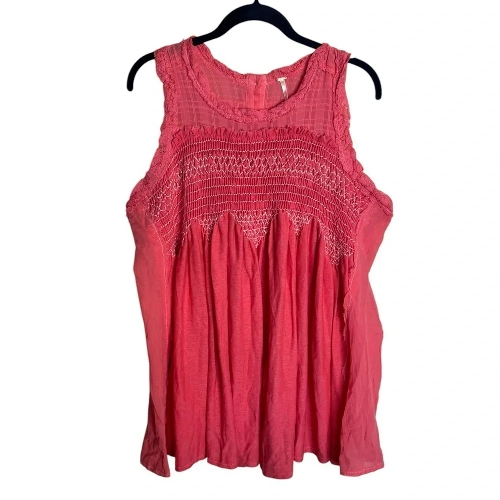NWT Free People Sea Breeze Tunic Coral Pink boho bohemian